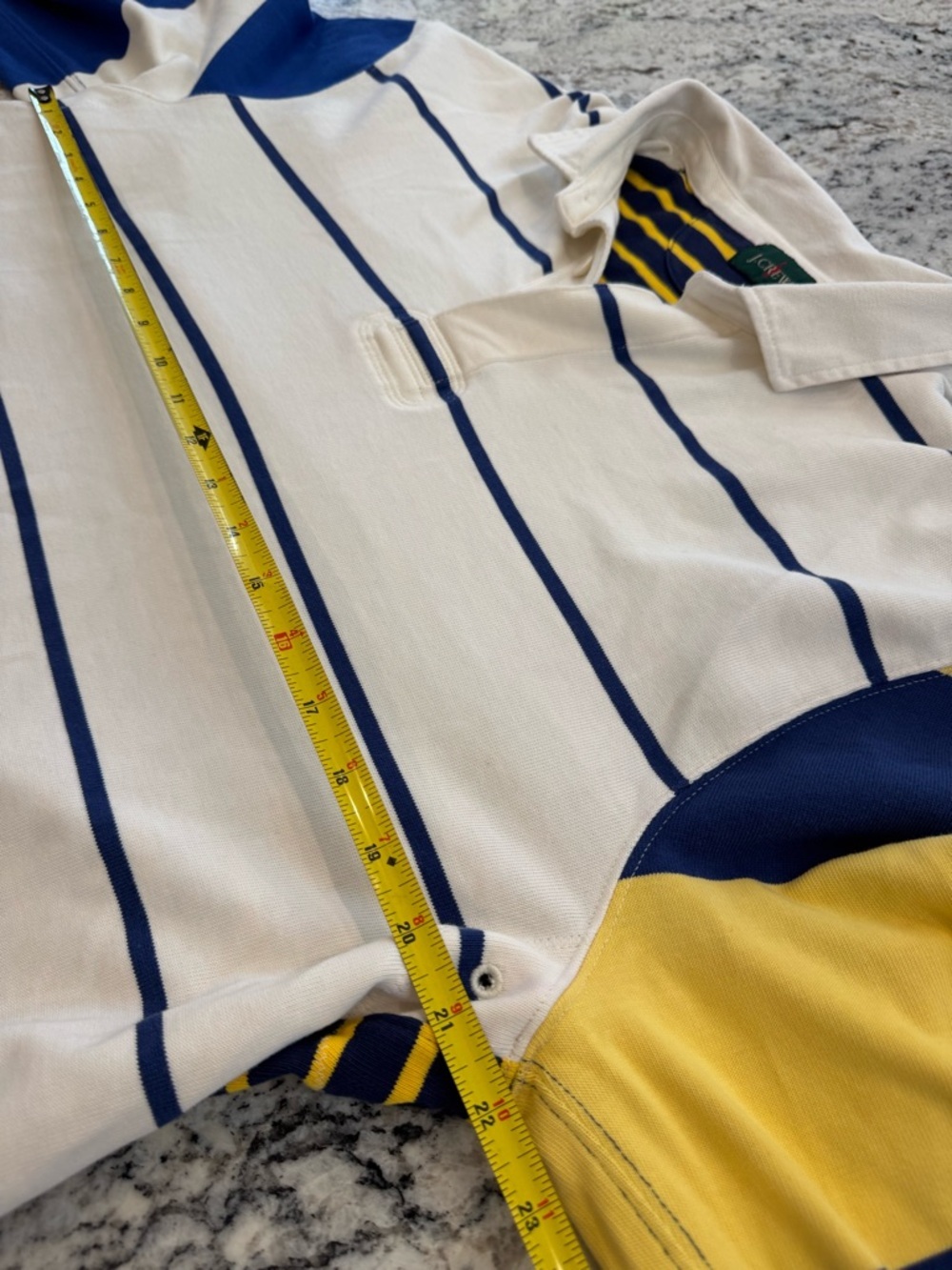 J.Crew Rugby Shirt Men’s Large Striped Navy Yellow Preppy Cotton - Picture 7 of 9